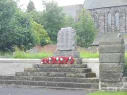 Front face and steps of War Memorial Stone Scroll Monument, St. Mary's Churchyard, West Rainton July 2016